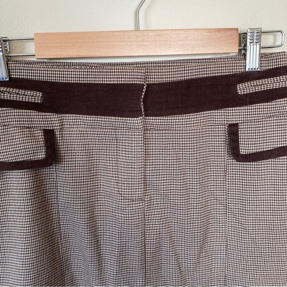 Bebe Brown Houndstooth Pencil Dark Light Academia Skirt Size 8 - Picture 2 of 5